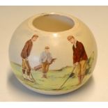 Wiltshaw & Robinson large "Carlton Ware" golfing pottery matchstick holder c.1910 - hand-painted