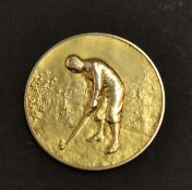 Interesting large silver golf medal with embossed golfing scene on the obverse featuring golfers and