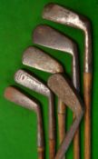 6x various jiggers and irons - 4x jiggers by J H Taylor, Geo Nicoll, A H Scott Midget and a mussel