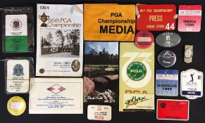 Collection of US PGA and Tournament Players Golf Championship Media and Press Entrance badges and