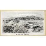 Waugh, Bill (contemporary) "THE POSTAGE STAMP - ROYAL TROON" - original drawing in ink and pencil