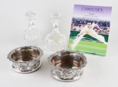 Fred Perry Tennis Collection - Pair of Silver Plate Wine Coasters c.1900 diameter 17cm approx.