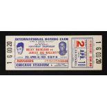 1953 Heavyweight Champion Rocky Marciano v Joe Walcott Ringside Boxing Ticket at Chicago Stadium
