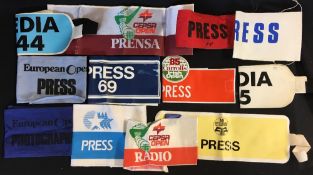Collection of Golf Tournament Press and Media armbands from the 1980's onwards to incl Irish Open,