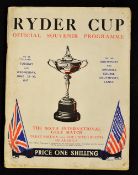 Scarce 1937 Official Ryder Cup Golf Souvenir Programme - for the 6th International golf match
