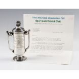 Scarce 1938 John Moores Littlewoods Sports & Social Club art deco style silver golf trophy -