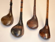 4x various woods to incl T.A Whiting Worcester good large headed baffie, striped topped spoon, D