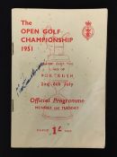 1951 Portrush Official Open Golf Championship signed programme - signed to the front cover by the