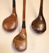 3x various drivers to incl dark stained persimmon stamped Schneider to the crown, another by James