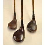 3x various Patrick socket head woods to incl A Patrick Edinburgh stained persimmon driver, Patrick