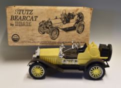 Stutz Bearcat by Beam Car Whiskey Decanter in yellow with contents, boxed.