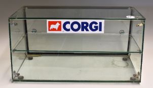 Corgi Toys Glass Display Cabinet with glass sides and front with shelf to inside and two sliding