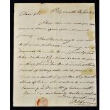 Napoleonic Wars - Privateer Ship "Thornborough"1806. Letter from Peter Symons, shipping merchant,