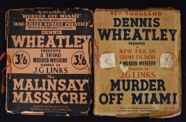 2x Dennis Wheatley Murder Mystery Books published by Hutchinson & Co, including Murder off Miami and