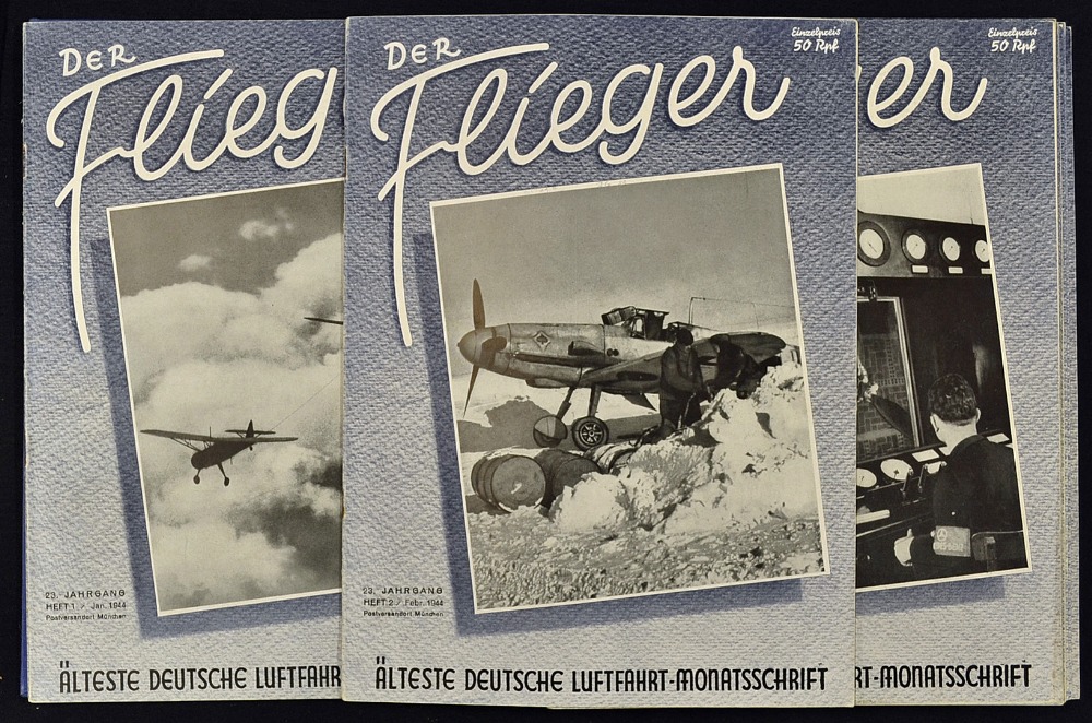 WWII German Magazines 'The Pilot' dated 1944 12 issues in 9x magazines entitled 'Der Flieger',