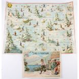 Early Sledging Board Game Circa 1890 - 1910 an attractive colourful scene of children sledging in