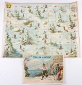 Early Sledging Board Game Circa 1890 - 1910 an attractive colourful scene of children sledging in