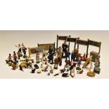 Selection of Lead and Diecast Toy Figures including farm animals, band players, railway signs,