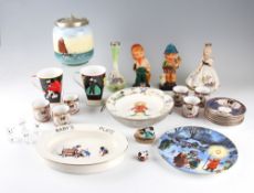 Selection of Assorted Ceramics including children's plate warmer, silver collared vase, biscuit