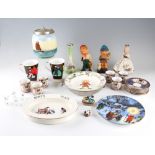 Selection of Assorted Ceramics including children's plate warmer, silver collared vase, biscuit