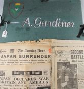 Selection of Wartime Newspapers belonging to Sergeant A. Gardiner within a folder with Gardiner to