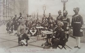 Indian Officers visiting for the Coronation Postcard - A fine and rare vintage postcard titled '