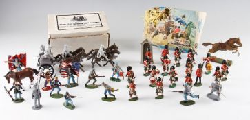 Selection of Assorted Plastic Toy Soldiers, Cowboys and Indians including Herald, Britains,