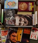 Box of Assorted Books including Morecambe & Wise, cigarette card reference books, Les Dawson