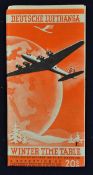 Aviation - Deutsche Lufthansa - Winter Time Table October 1938 - March 1939. Folds out to large