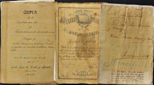 Cuba - Interesting Collection of late 19th Century Civil Marriage Manuscripts and documents - '