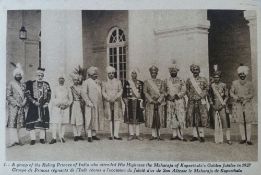 Punjab Princes at Kapurthala Postcard - A rare postcard showing the rulers of the Sikh and Punjab