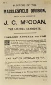 Macclesfield Division 1892 Election Leaflet for J.C. McCoan, Liberal Candidate