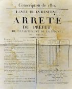 France - Napoleonic Wars -Conscription Poster Valence 1811 - Decree by the Prefet of Drome, Marie