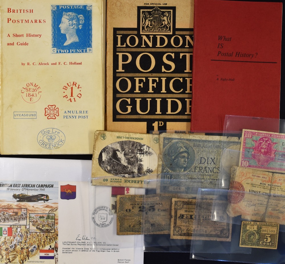 Assorted Ephemera to include six early 20th Century bank notes, five French and the other United