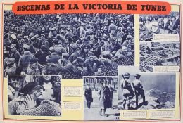 Poster of Scenes of Allied Victory In Tunis 1943 - With six photographs large numbers of surrendered
