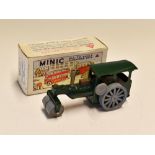 Triang Minic Tinplate Steam Roller in green with grey wheels, in original box, having Steam Roller