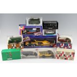 Selection of Diecast Toys including Siku Ford Cargo with helicopter, cars, vans and trucks by
