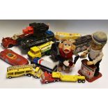 Mixed Quantity of Assorted Toys including Japanese Modern Toys tinplate tank, clockwork fire