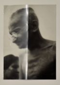 India - Mahatma Gandhi - Original Negative - depicts Gandhi looking down towards the ground, has