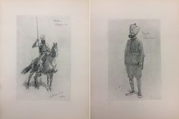 Antique Print of Nabha Horseman & Punjabi Police - includes 2x prints, depicts a Nabha Horseman
