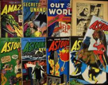 Mixed Comic Book Selection include Astounding Stories 12, 6, 24, 130, 146, Amazing Stories,