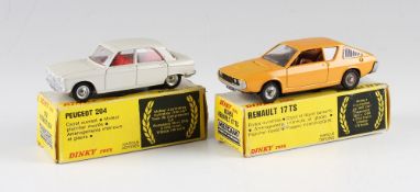 Dinky Toys Spain - 510 Peugeot 204 and 1451 Renault 17 TS both complete with boxes (2)