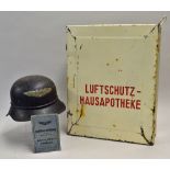 WWII Luftchutz/Air Raid Warden 'gladiator' helmet together with dienstbuch (military service