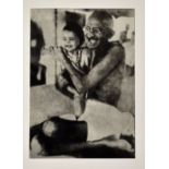India - Mahatma Gandhi - Original Negative - depicts Gandhi holding a child, appears in good