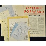 Oxford Forward 1938 April-June Bound - together with various letters relating to Oxford University