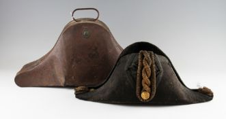 Naval - Gieve & Sons Portsmouth & Devonport Bicorn Hat and case - hat appears with gold braid,