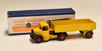 Dinky Supertoys Diecast 521 Bedford Articulated Lorry in yellow with black chassis, with original