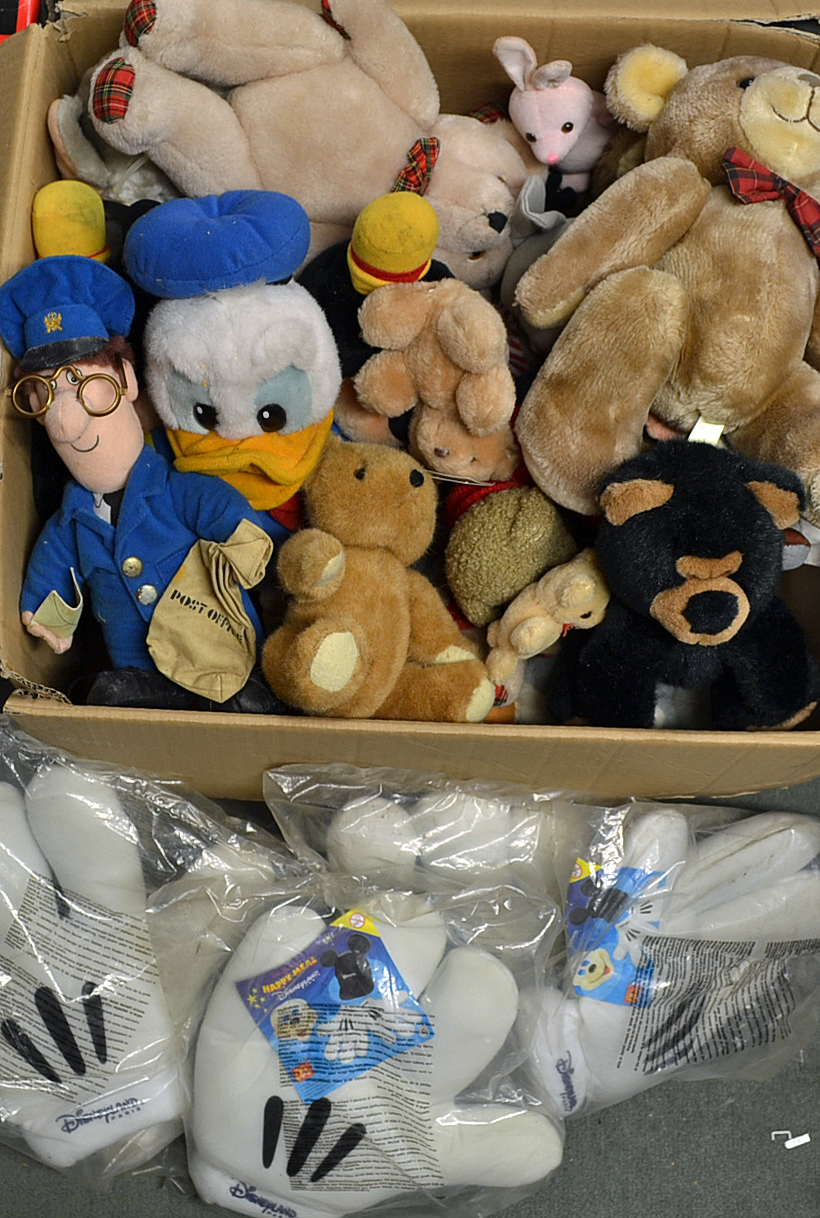 Assorted Soft Toy Selection includes various Bear, Postman Pat, Donald Duck, Disneyland Large