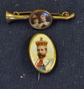 King George V Lapel Pin Badges - depicts King George's portrait on an oval shaped pin backed badge