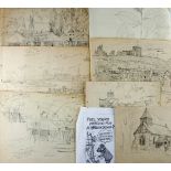 Large archive of drawings, sketch pads and newspaper cuttings from the work of A. E Beard